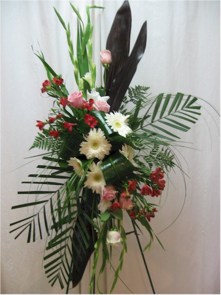 gerbe fleurs mortuaire funéraire - FN1348 180$ CAN